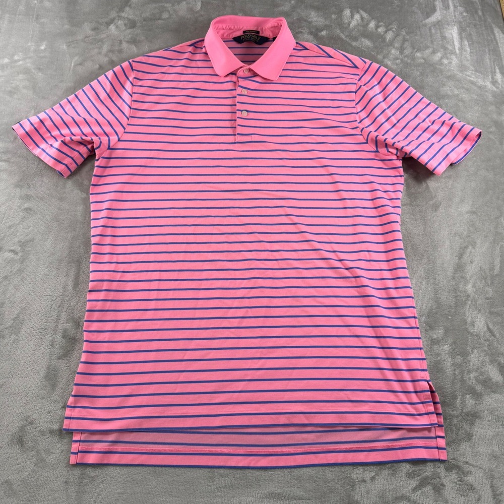 Men's Ralph Lauren Pink Striped Performance Golf Polo Size Large